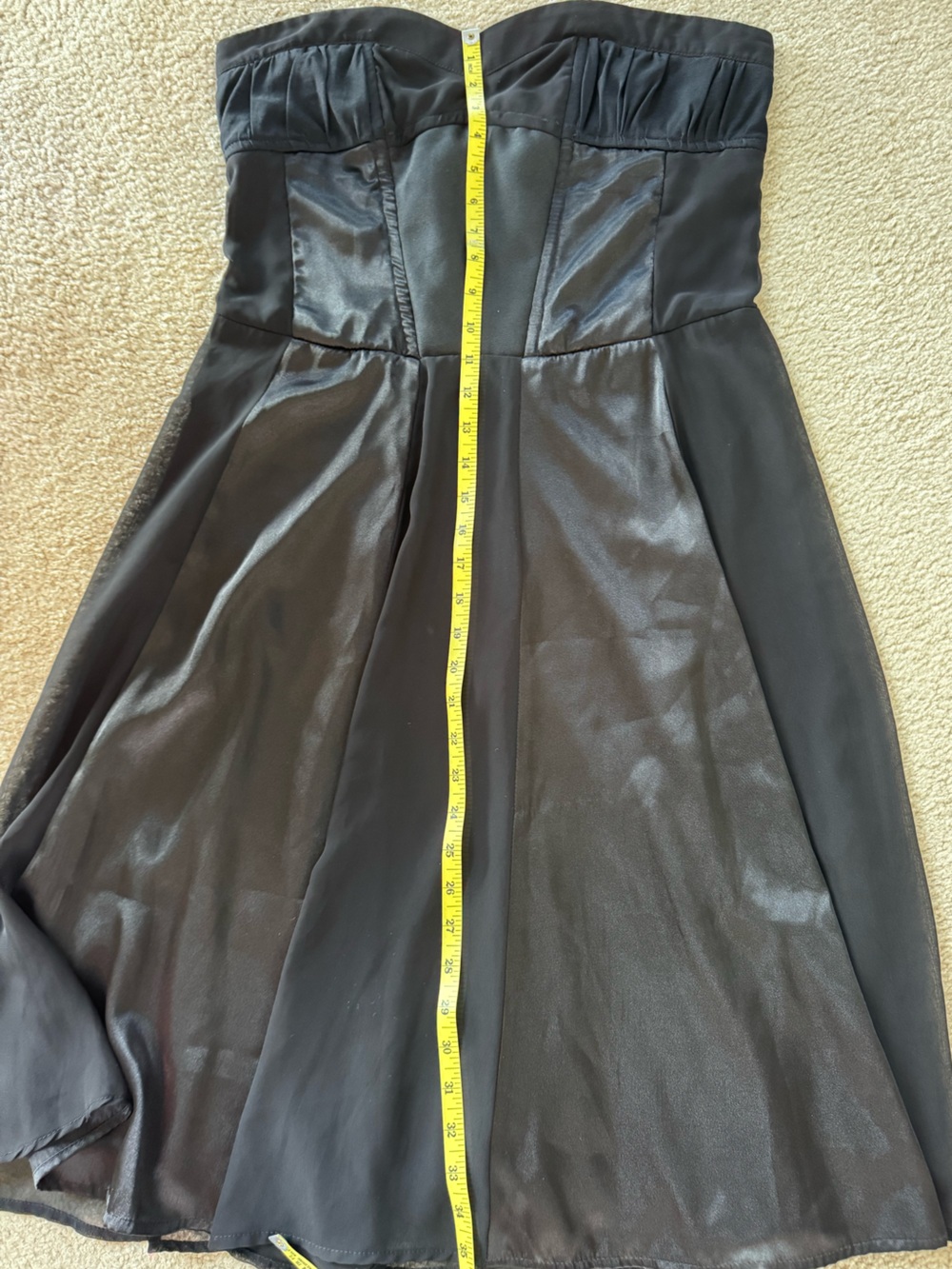 Size large L le chateau Black Strapless Satin Cocktail Dress corset style satin - Picture 10 of 15